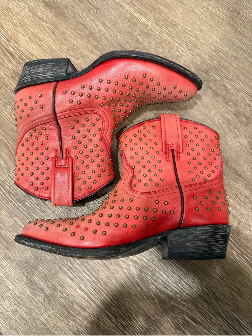 Matisse‎ Studded Leather Western Ankle Boots Red Studded Cowboy Women’s 7.5